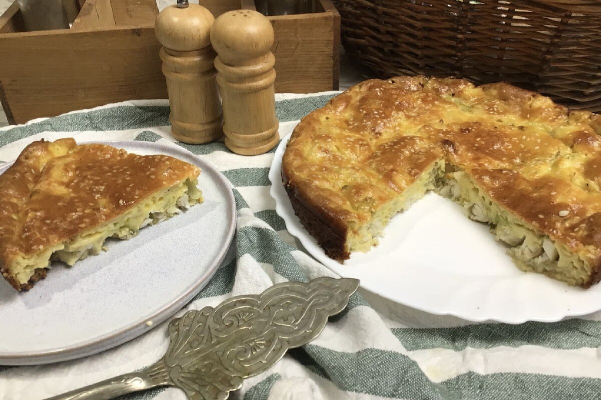 Наталья Калинина заливной пирог с рыбой и картошкой