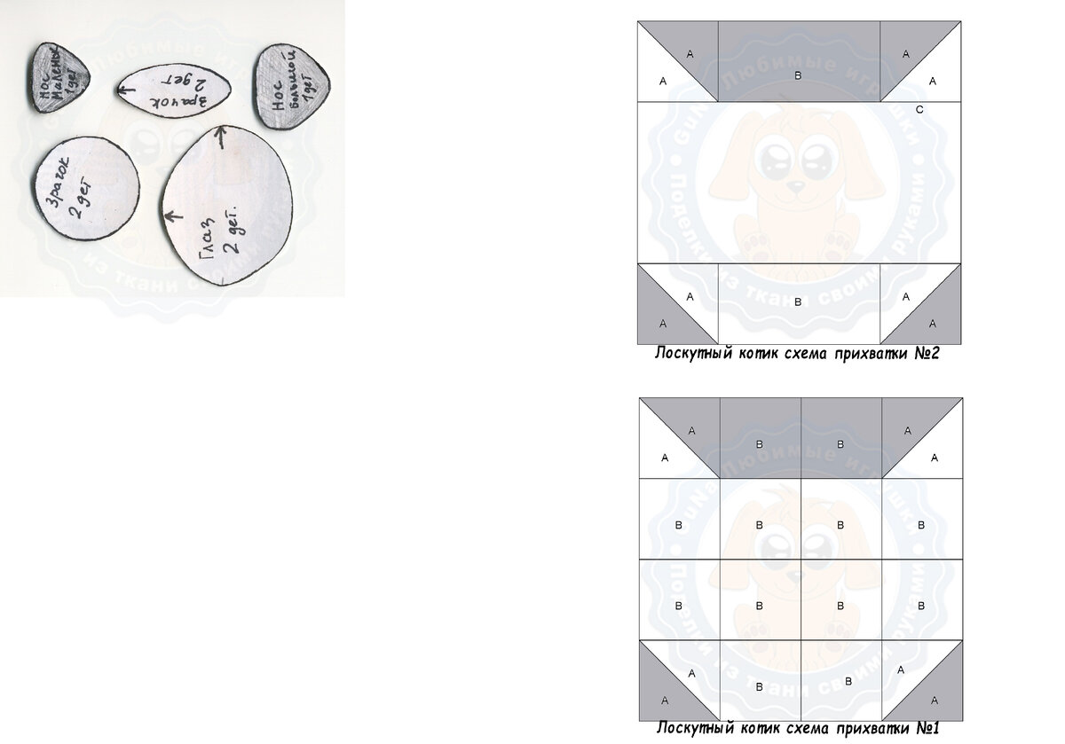 Лоскутное шитье, схемы для прихваток - Котик