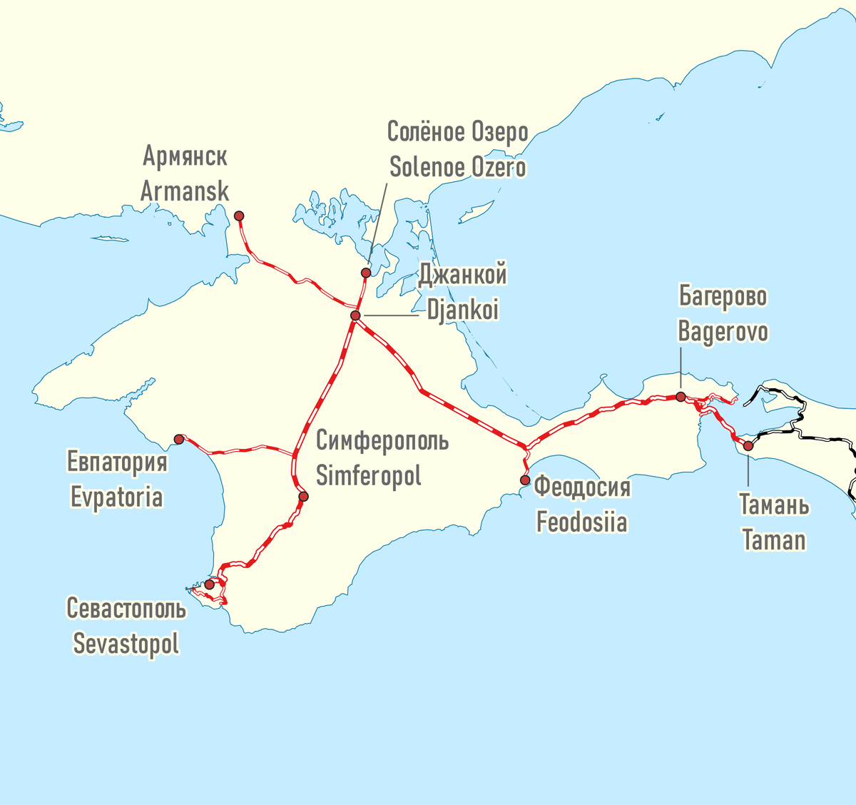 Карта железных дорог в крыму