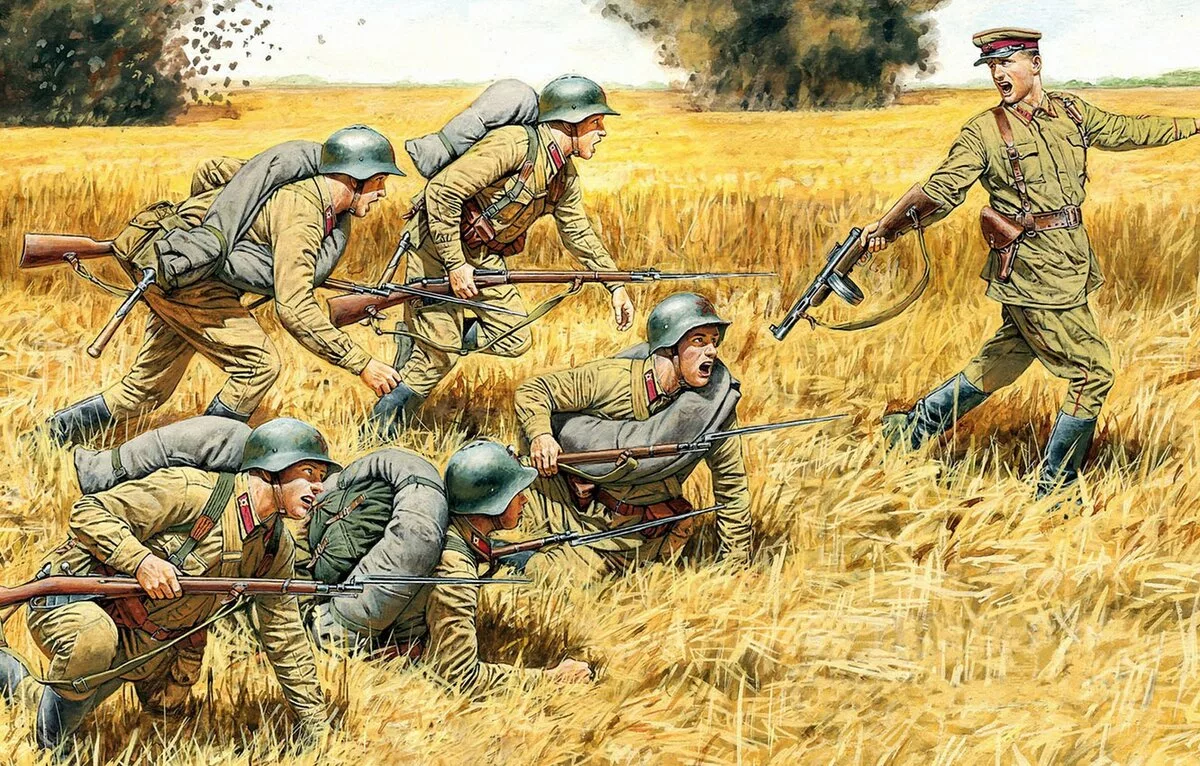Картина лето 1941. 3563 MASTERBOX 1/35 контратака. Советская пехота, лето 1941. Пехота РККА 1941. Бойцы РККА 1941 лето. Советский пехотинец 1941.