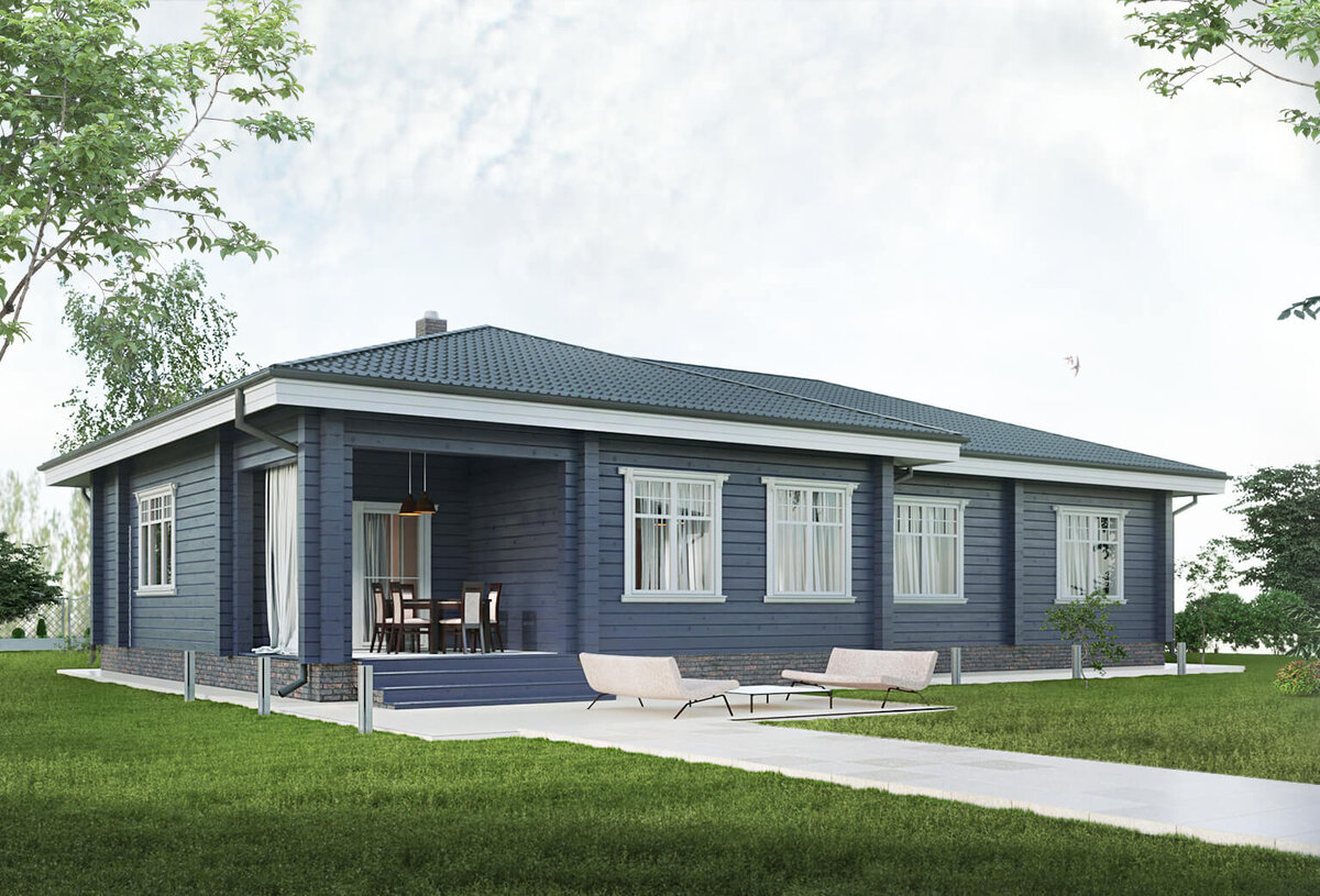 Проект деревянного дома из профилированного бруса S-208 от Экохоум