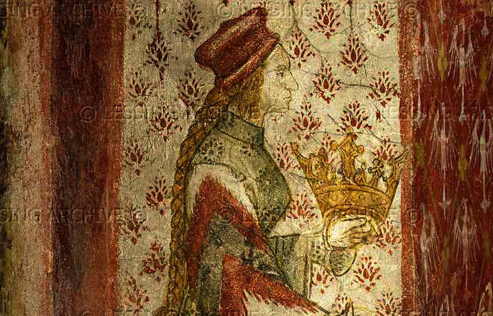 Фреска в замке Рункельштайн в Доломитовых Альпах - возможно, это прижизненный портрет Маргариты Тирольской