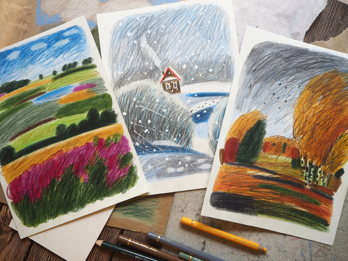 "Пейзаж"- настроение. Курс "Хочу рисовать свободно"