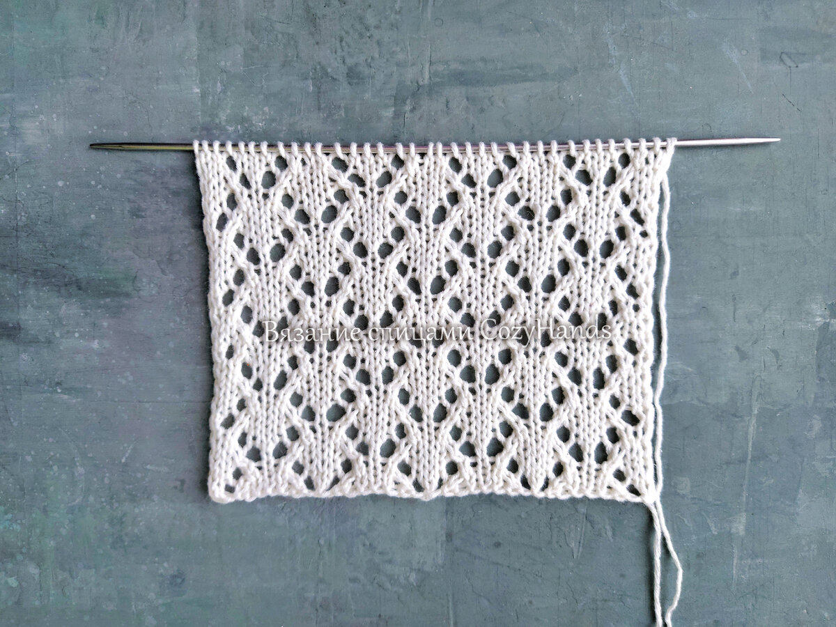 Простой и легкий ажурный узор спицами для вязания джемперов, палантинов 