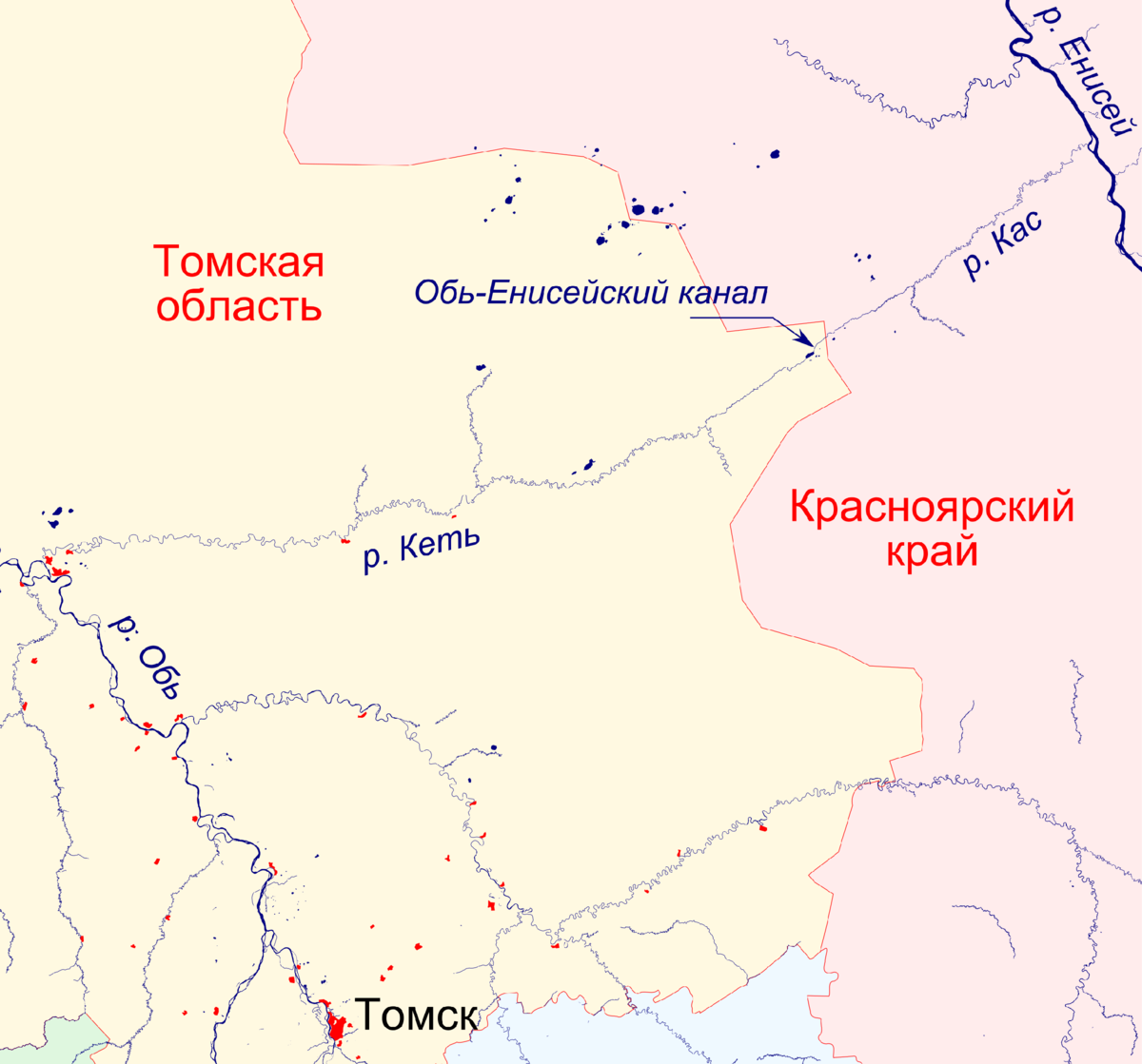 Карта Обь-Енисейского канала