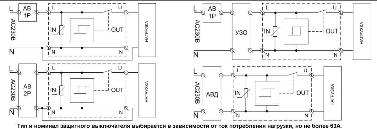  
Рис. 2. Схемы включения УЗДП-63М