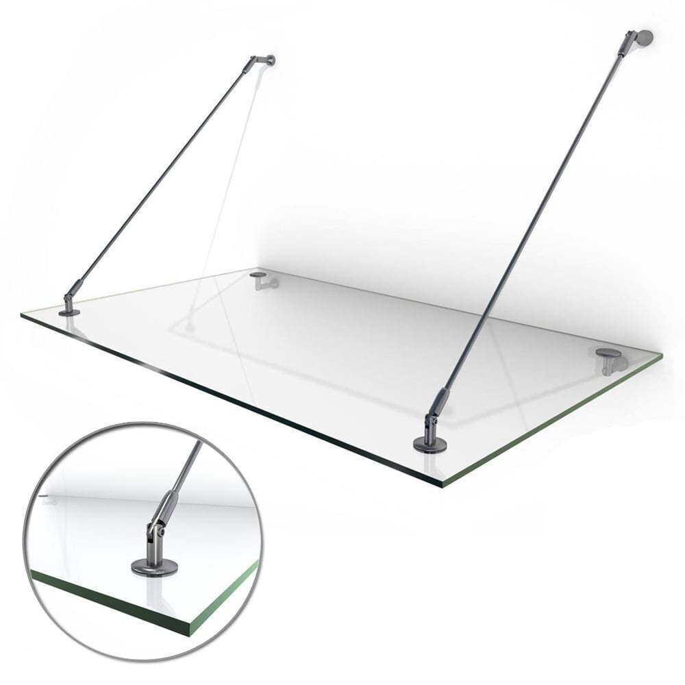 Стеклянные козырьки над входом на подвесах