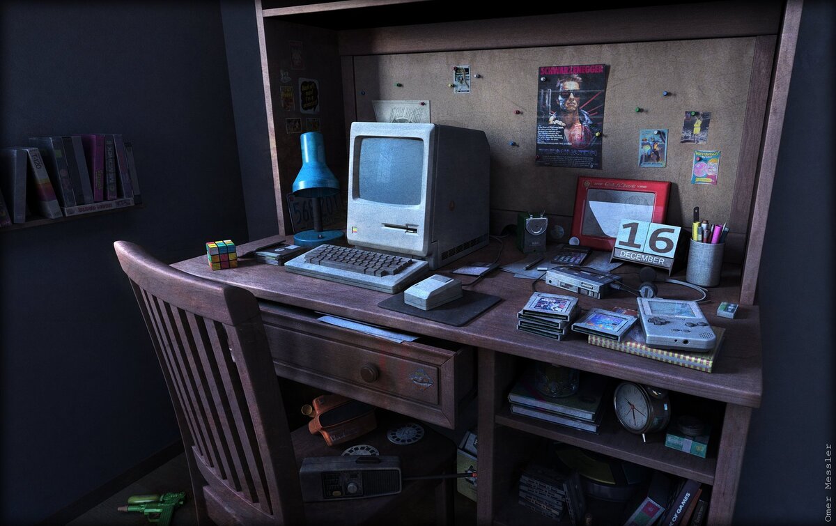 Старый компьютер в комнате
