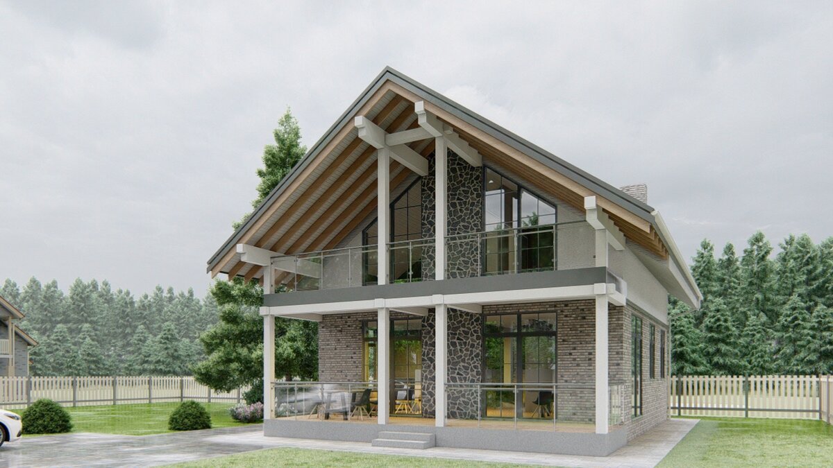 Проект двухэтажного дома 150,3 м2 с верандой. Дом "Елизавета"