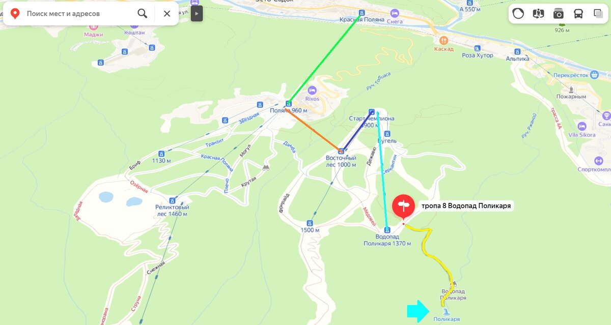 Маршрут к водопаду Поликария