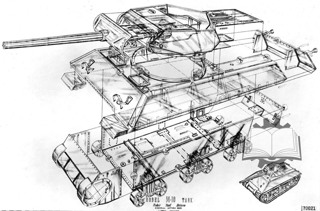 Общая схема GMC M10 из альбома Fisher Tank Division.