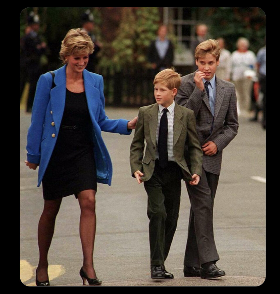 Диана ведет сыновей в школу, архив The Times 