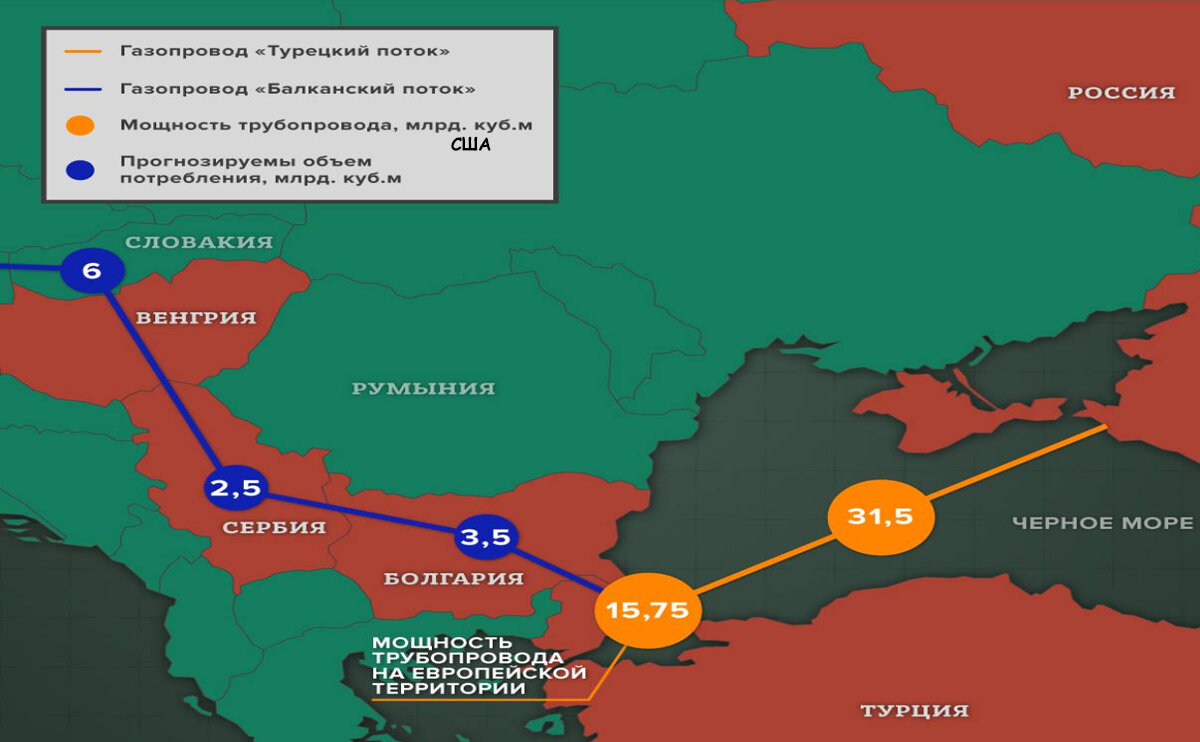 Турецкий поток на карте европы крупным планом