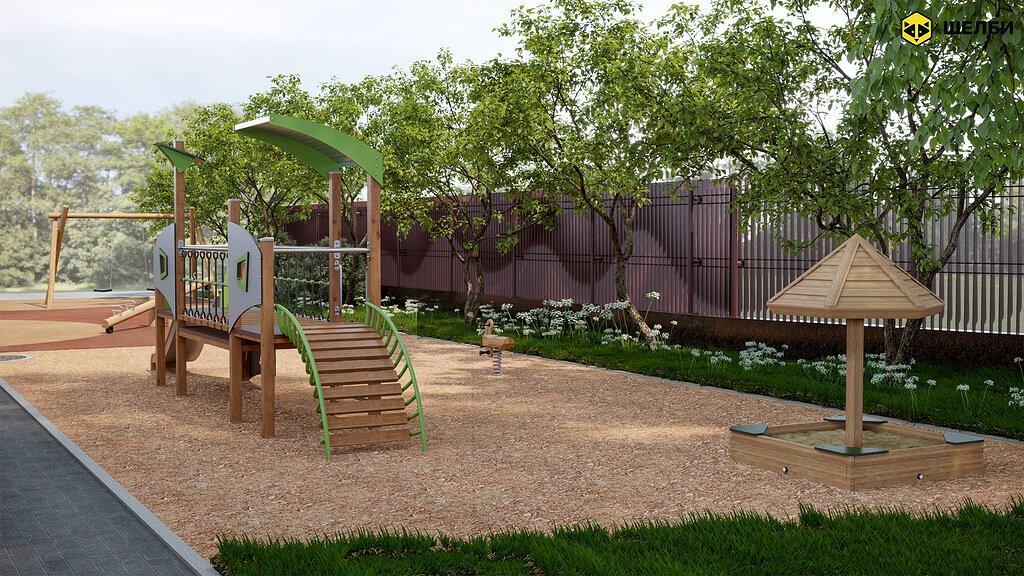 3d-визуализация проекта детской площадки Shelby