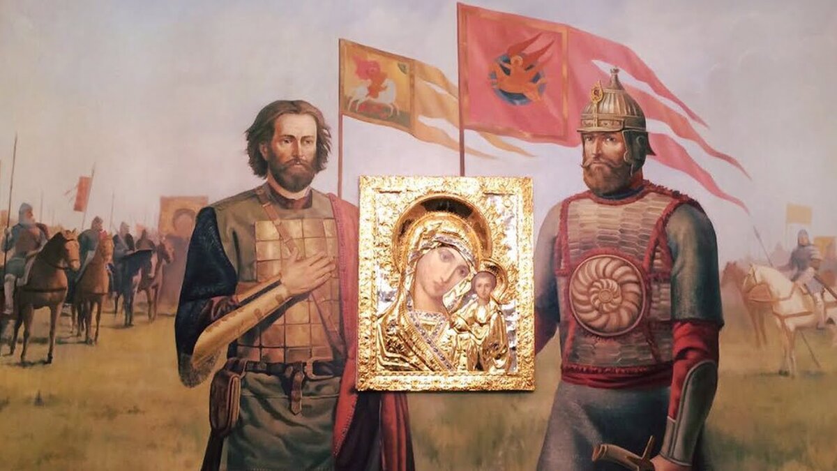 фото из интернета Яндекс картинки. Минин и Пожарский с иконой Божией Матери.