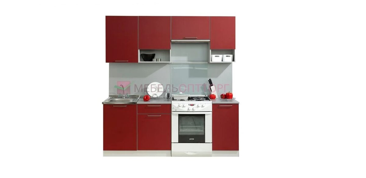 Кухня Престиж 2000 с нишей в цвете бордо