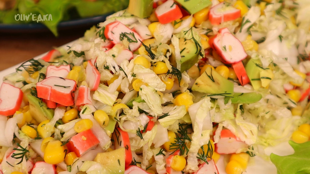 Салат с авокадо, крабовыми палочками и огурцом Просто Кухня рецепт с фото пошагово