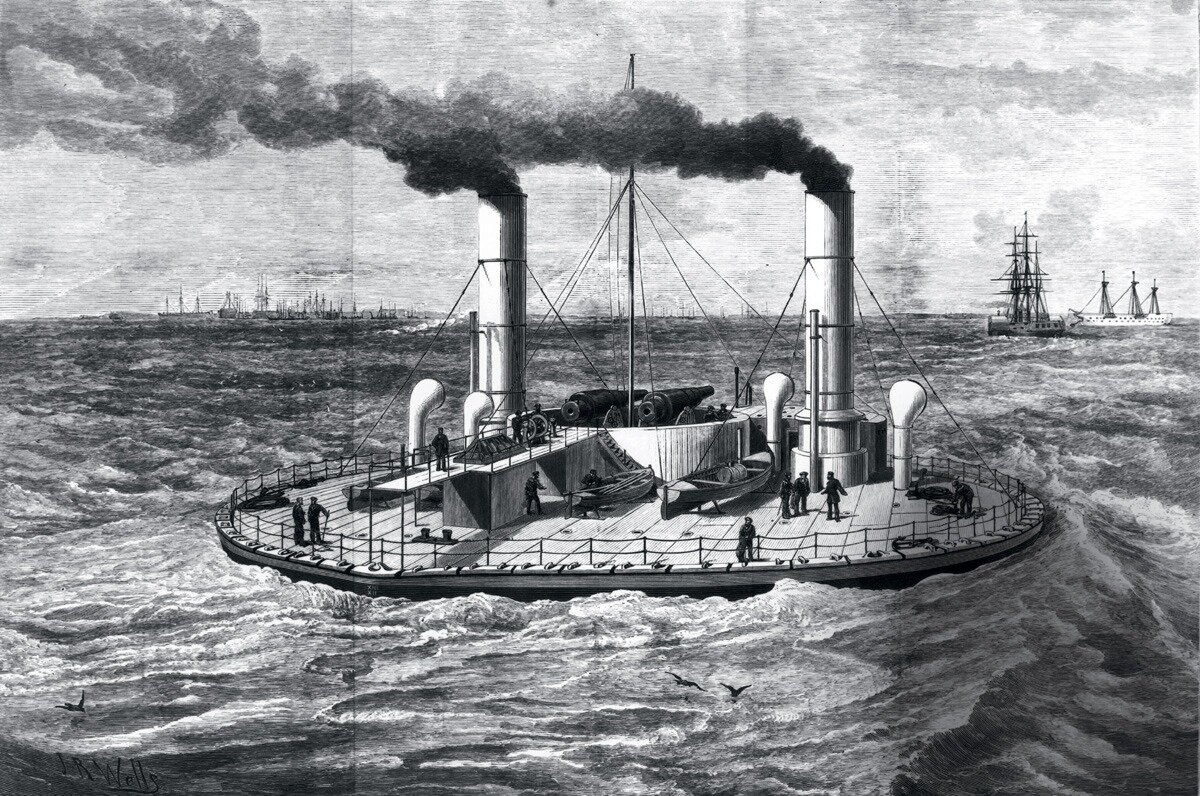 Прибрежный броненосец «Новгород», построенный в 1870-х по проекту адмирала А.А. Попова 