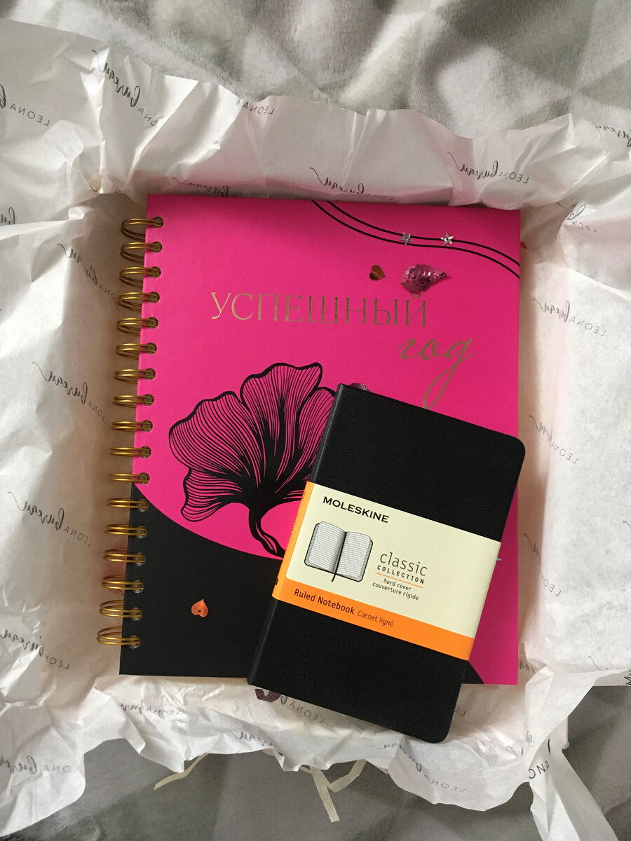 А это мои новенькие малыши: планер цвета фуксии на год и Молескин 9х14.