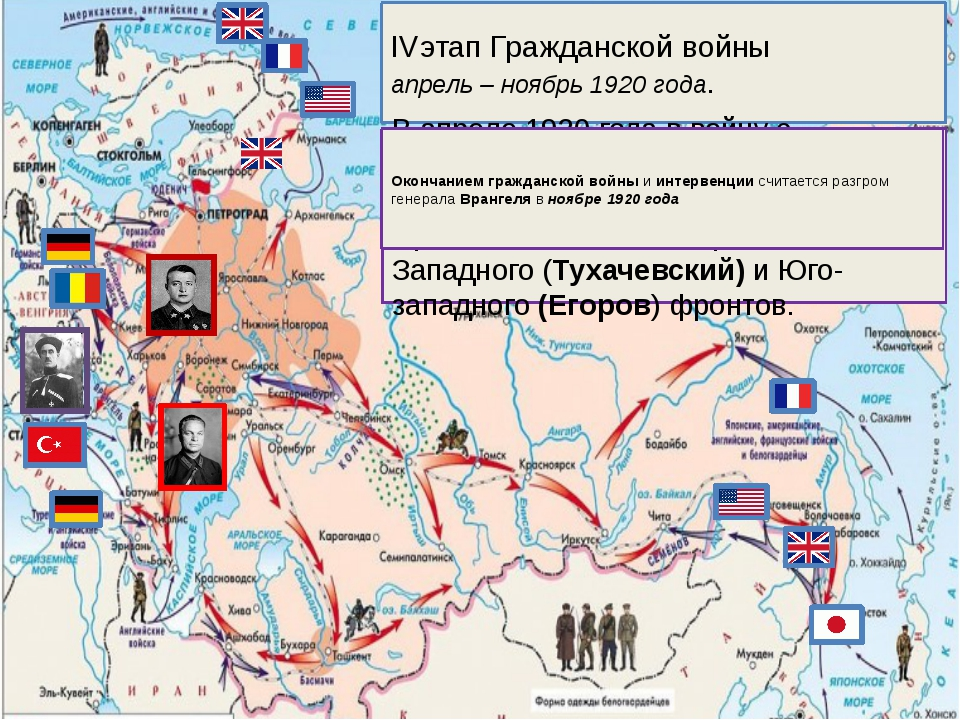 Карта гражданская война и иностранная интервенция в россии 1918 1922 карта