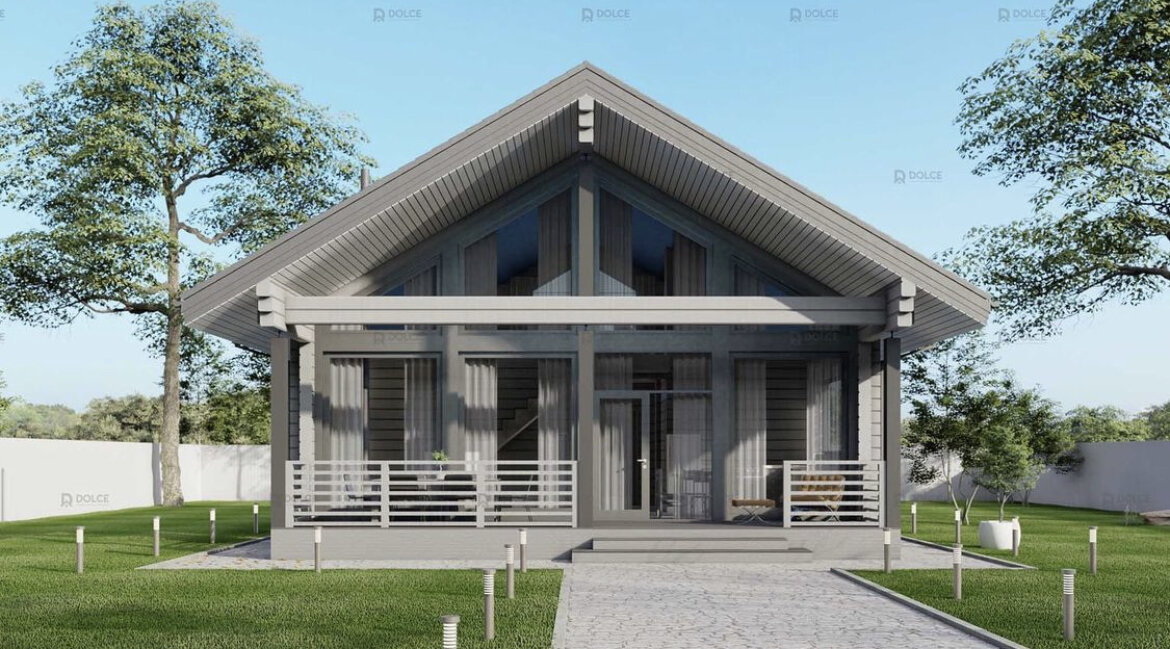 Проект дома из клееного бруса с террасой «ДЖАКАРТА».