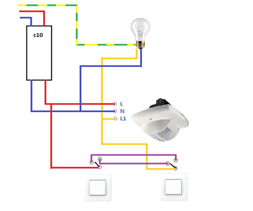 Схема подключения датчика движения и принцип работы по инструкции: виды включения света