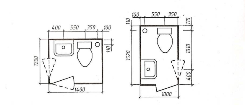Габариты маленького туалета