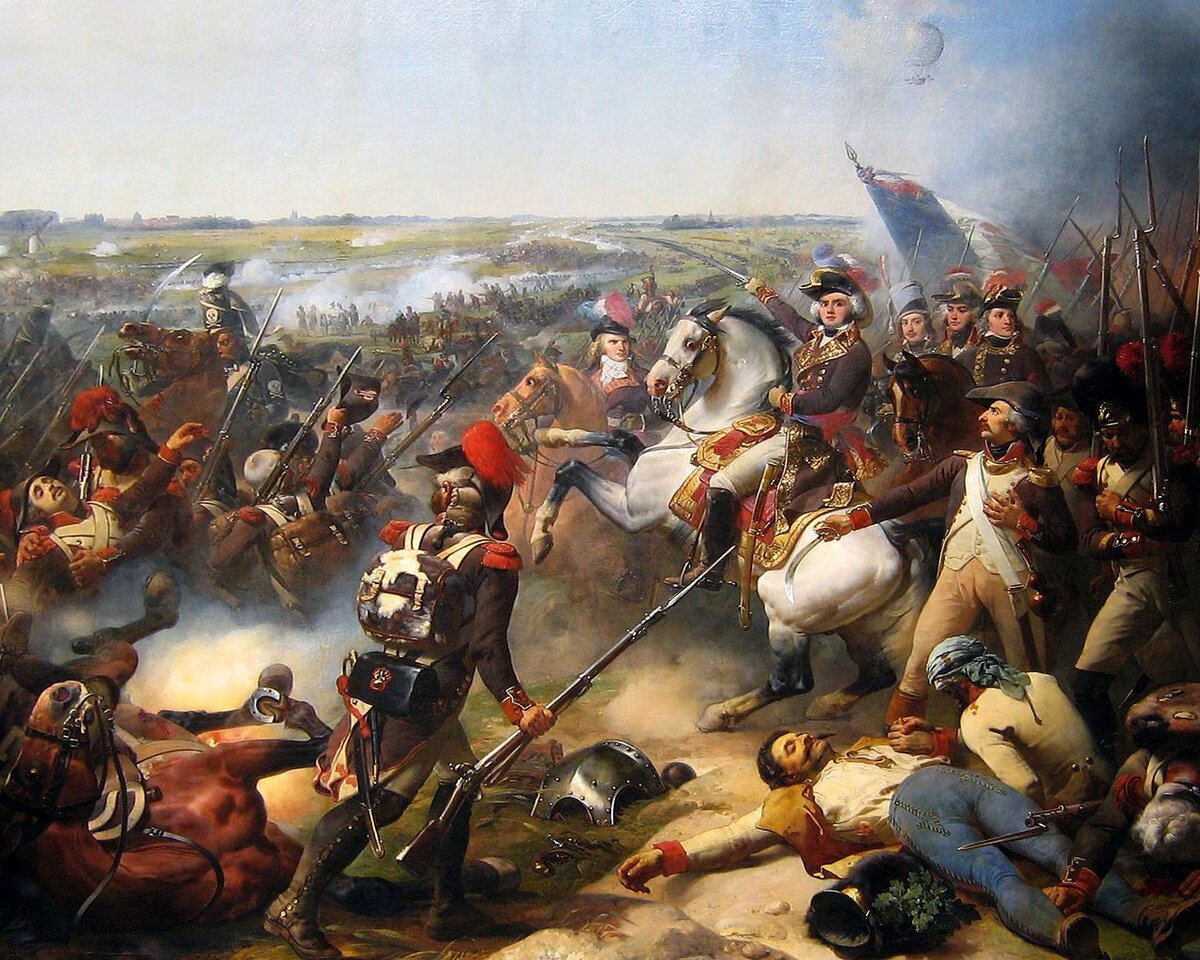Битва при Флёрюсе 26 июня 1794 года. Художник Жан-Батист Маузе, 1837 год. Источник изображения wikimedia.commons