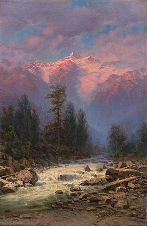 Кавказ. Ущелье на закате солнца. И.Н.Занковский