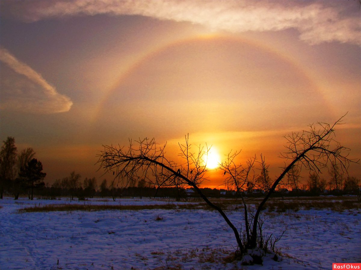 Зимняя Радуга (гало-световое кольцо вокруг солнца);