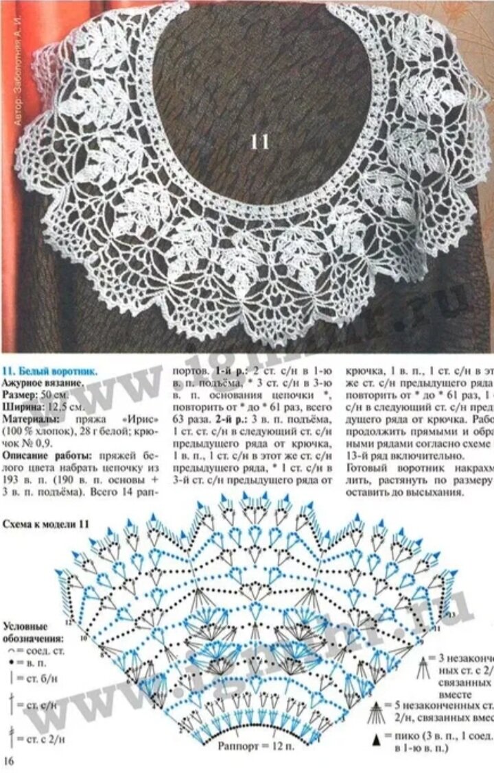 Красивый воротничок крючком схема и описание