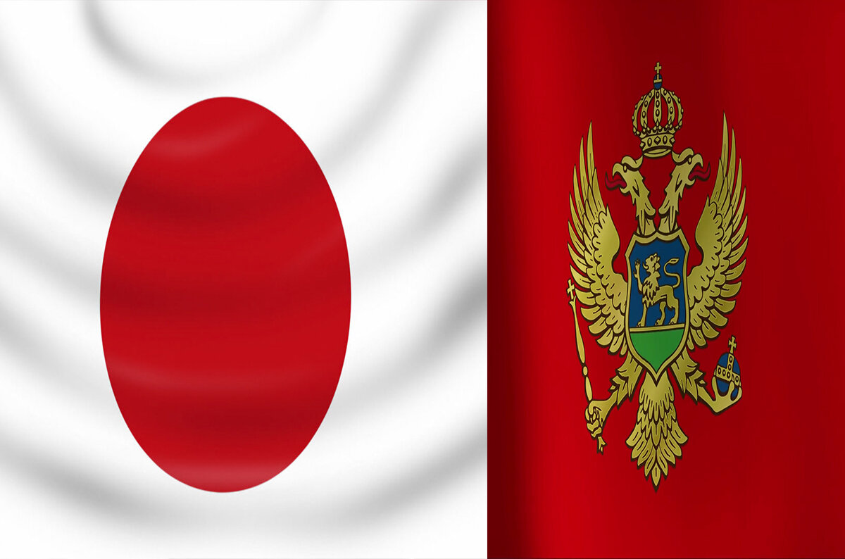 Флаги Японии и Черногории