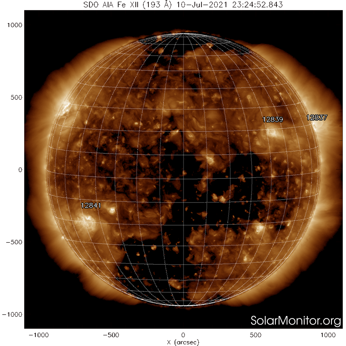 Корональная дыра на Солнце по данным SDO.