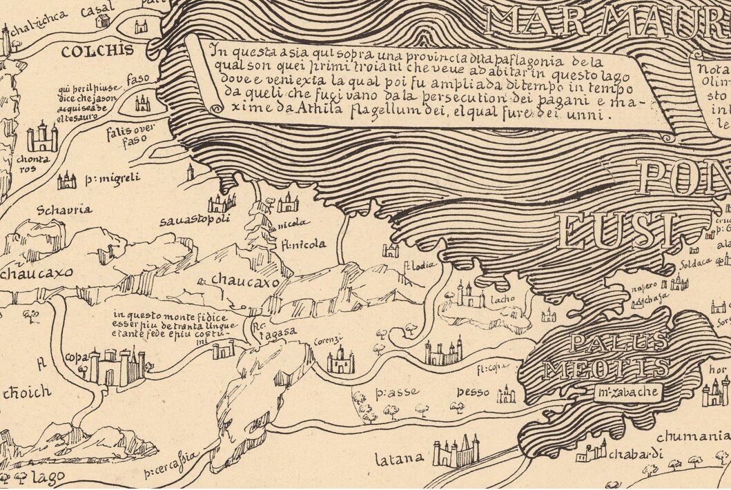 автор: Fra Mauro 
назв: Mappemonde dress es en 1450
издан: Venice, 1450 (фрагмент)