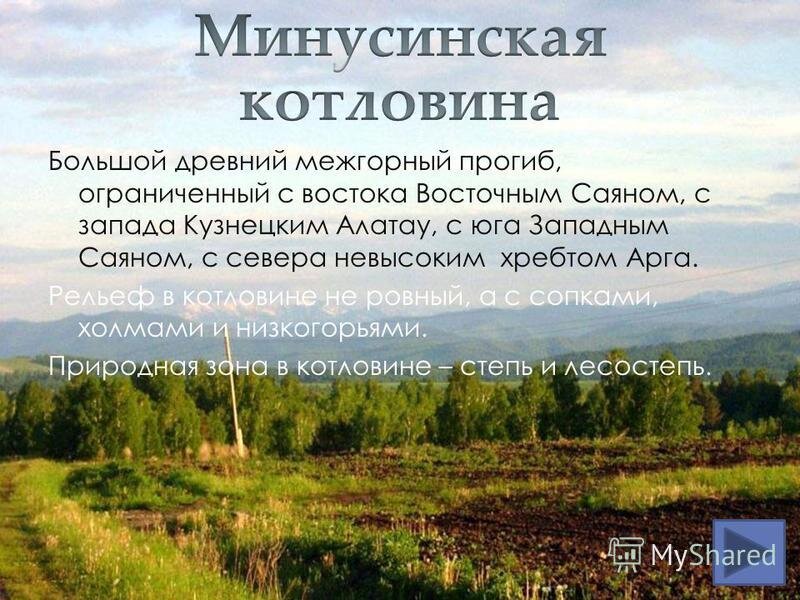 Карта минусинской котловины