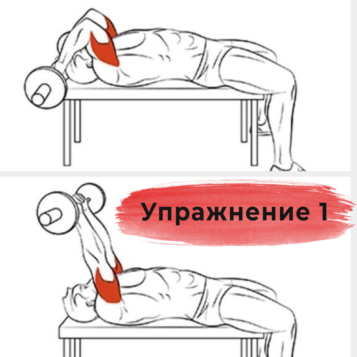 Жим штанги за голову лежа