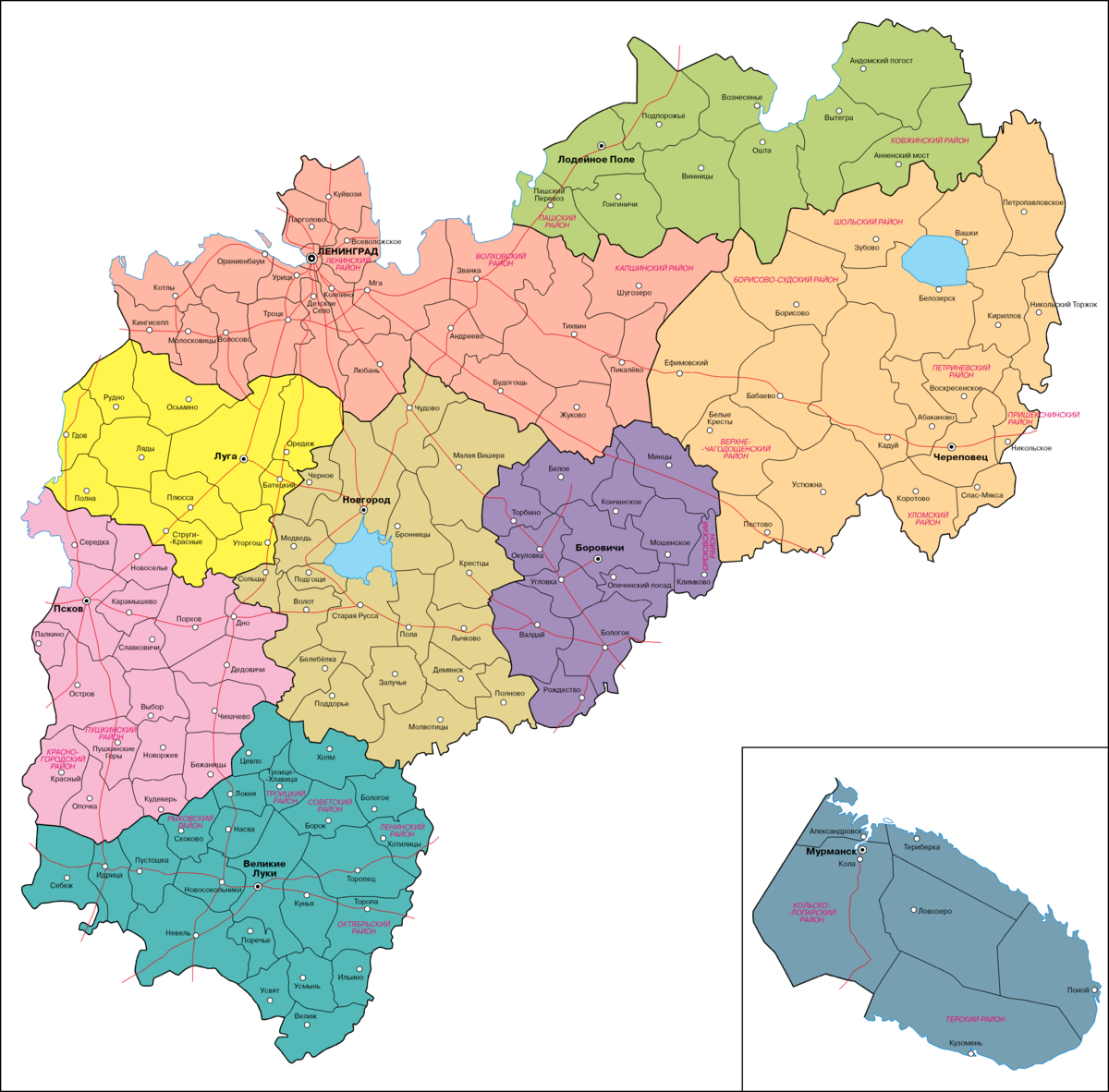 Округа Ленинградской области в 1927 году. Фото ru.wikipedia.org