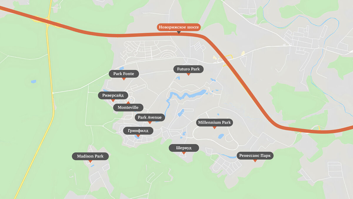 Расположение посёлков семейства Villagio Estate