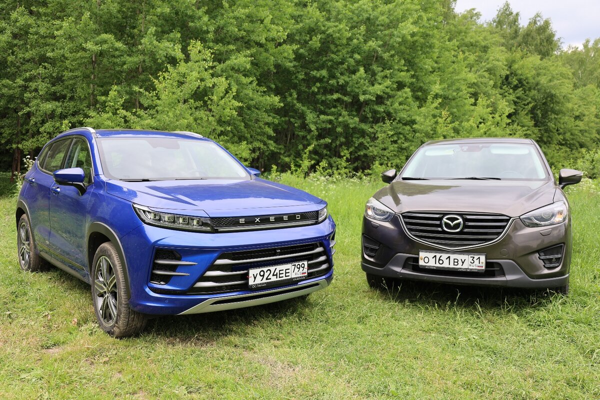 Наши сегодняшние соперники новенький Exeed LX и Mazda CX-5 но б/у готовы к сравнению. 