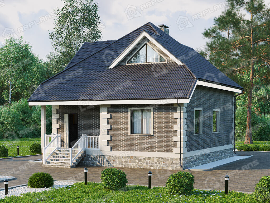 Фото 2 двухэтажного дома из кирпича с мансардой, 3 спальнями, газовой котельной и террасой. Полезная площадь 120 кв м. Источник arplans.ru Проект К-047