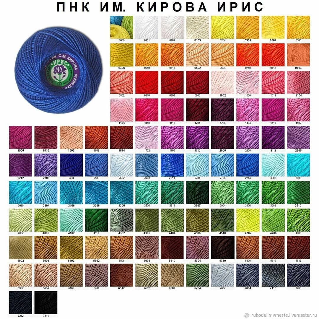 Цветовая палитра ниток "ирис" ПНК Кирова