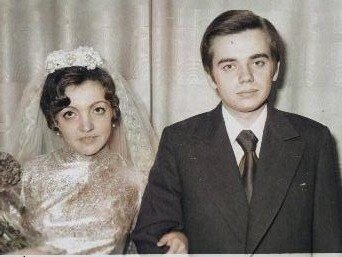 Свадьба родителей. Фото из семейного архива автора. Колорированное фото.