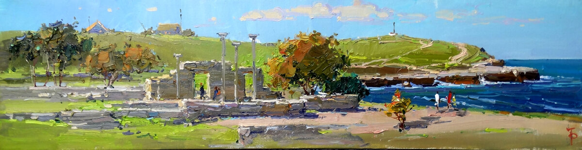 Поздеев И.А., «Осенний Херсонес», 2022, холст, масло, 18 х 70 см