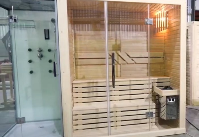 Образец сауны Altwood. Кадр официального видео с сайта altwoodsauna.ru.