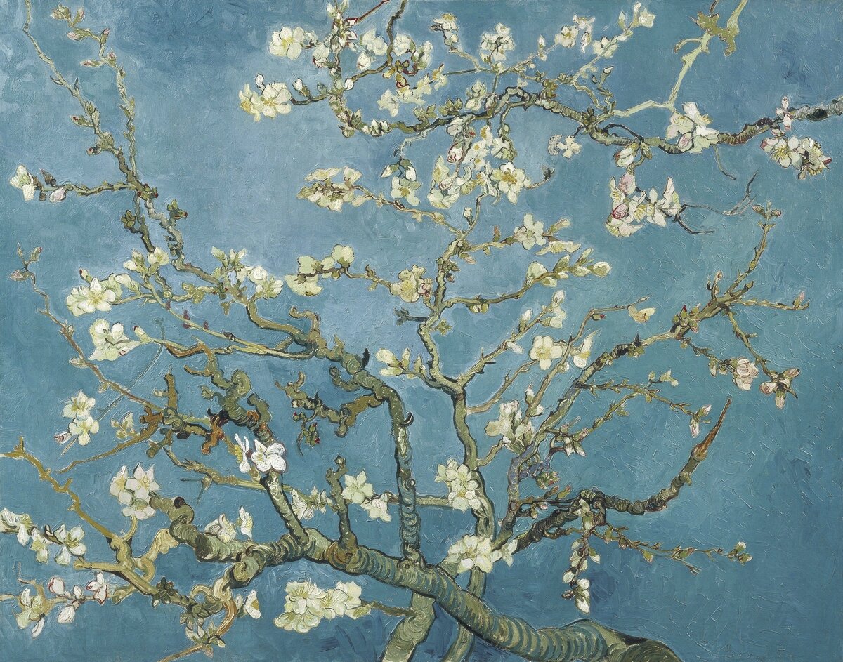 Vincent van Gogh's Almond blossom (1890) famous painting. Original from Wikimedia Commons. Digitally enhanced by rawpixel.
