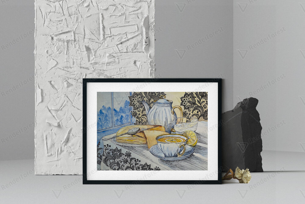 Чаепитие/20х30см/бумага/акварель/графика