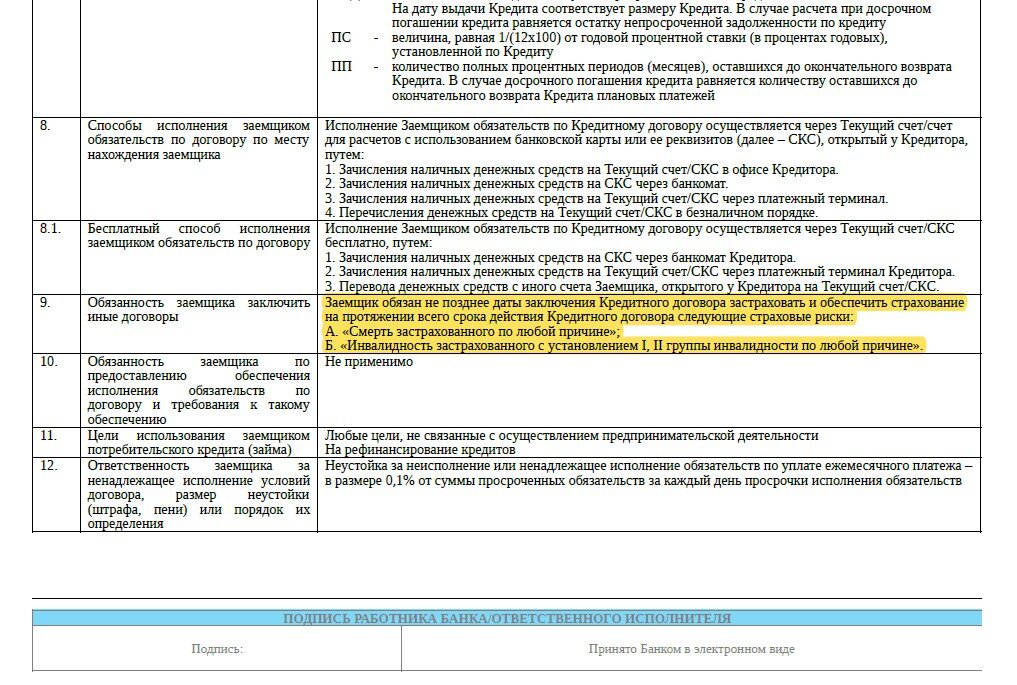 Страхование договора потребительского кредита