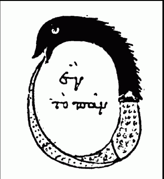 Изображение уробороса из книги «Chrysopoeia of Cleopatra» (эллинистический период)