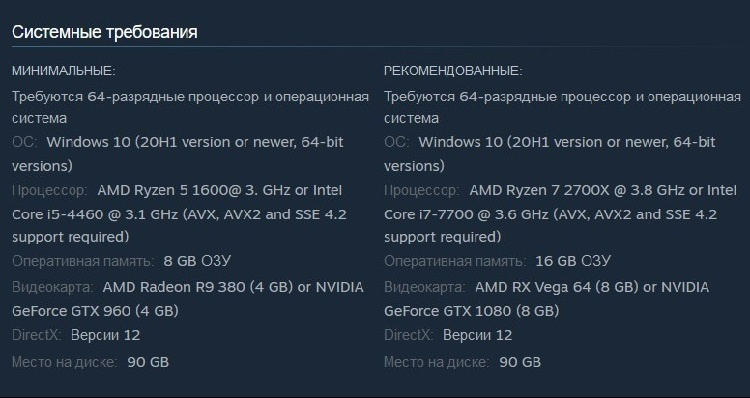  📷    Новые системные требования Atomic Heart (источник изображения: Steam)