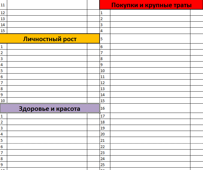Начинаю планировать цели на следующий год. Шаблон для скачивания. | Про ...